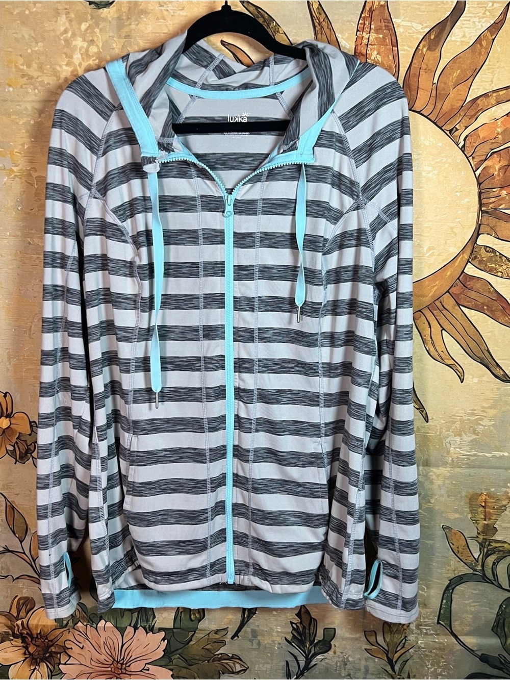 LUKKA Gray Full Zip Active Hoodie with Blue Trim – Women’s Size XXL - Picture 2 of 7